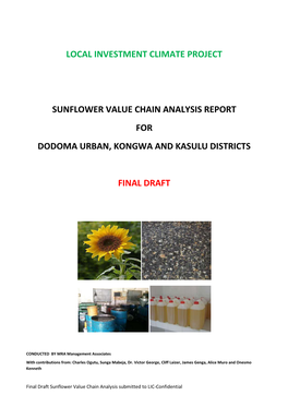 Sunflower Value Chain Analysis Report for Dodoma Urban, Kongwa and Kasulu Districts
