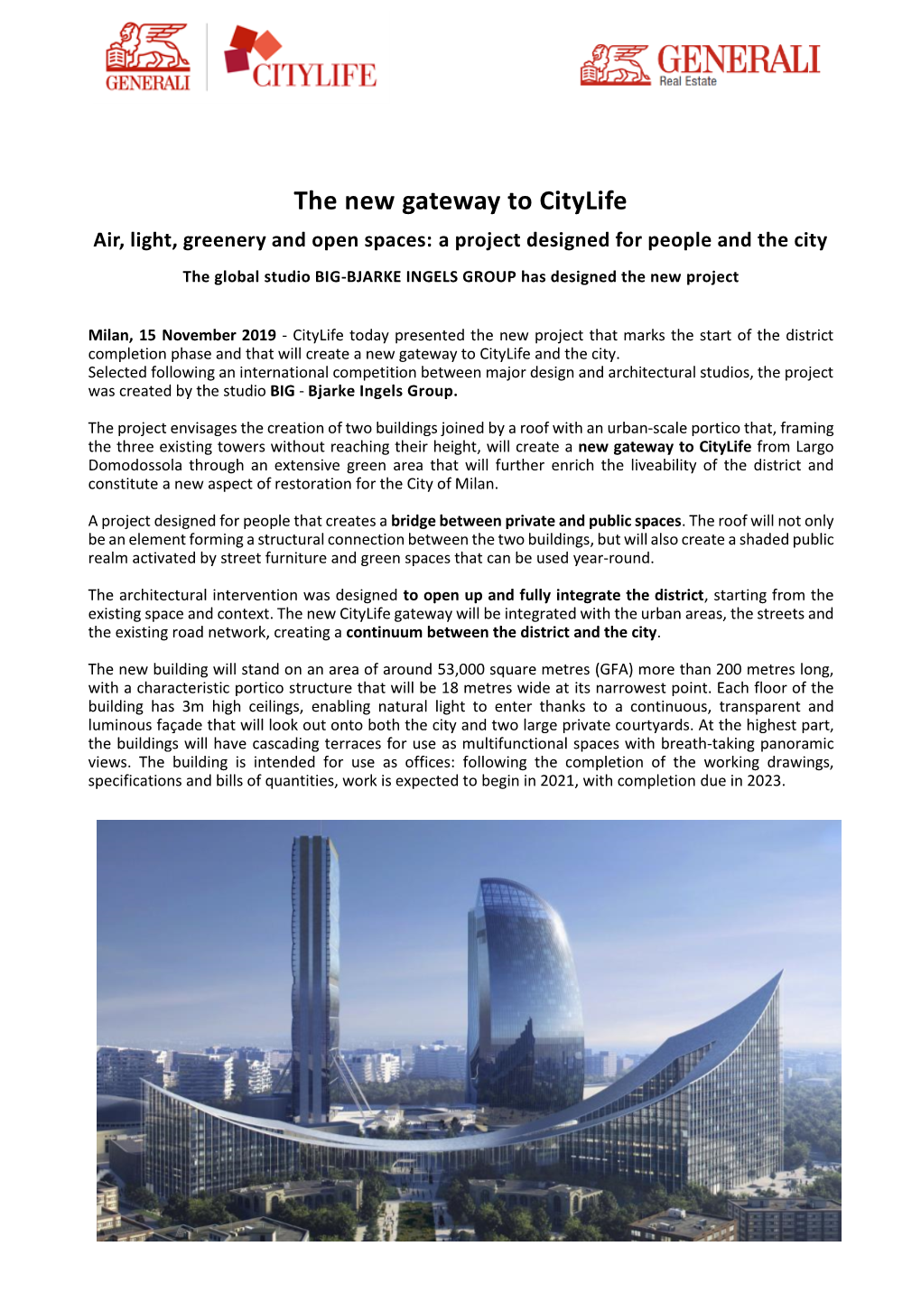 Generali Real Estate and Citylife Presented the New Project