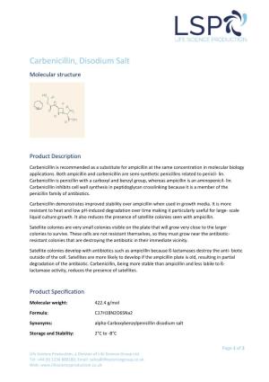 Carbenicillin, Disodium Salt Molecular Structure