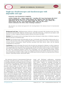 Single-Use Duodenoscopes and Duodenoscopes with Disposable End Caps