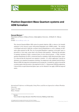 Position-Dependent Mass Quantum Systems and ADM Formalism