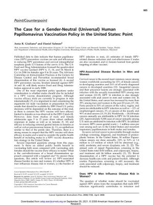 Human Papillomavirus Vaccination Policy in the United States: Point