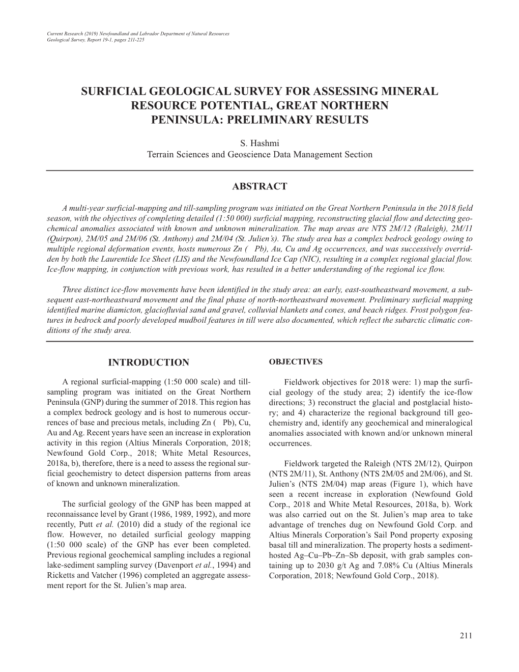 Surficial Geological Survey for Assessing Mineral Resource Potential, Great Northern Peninsula: Preliminary Results