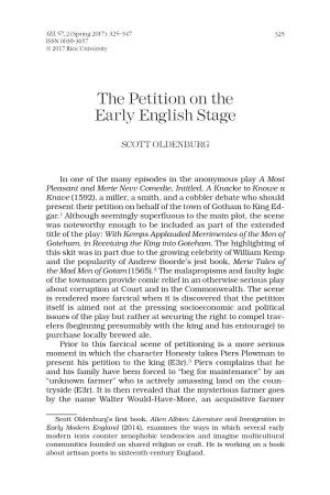 The Petition on the Early English Stage