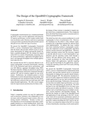 The Design of the Openbsd Cryptographic Framework