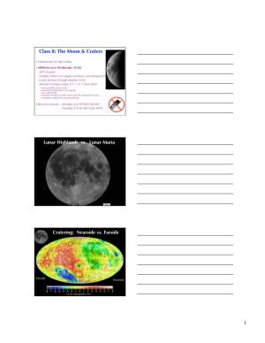 Class 8: the Moon & Craters