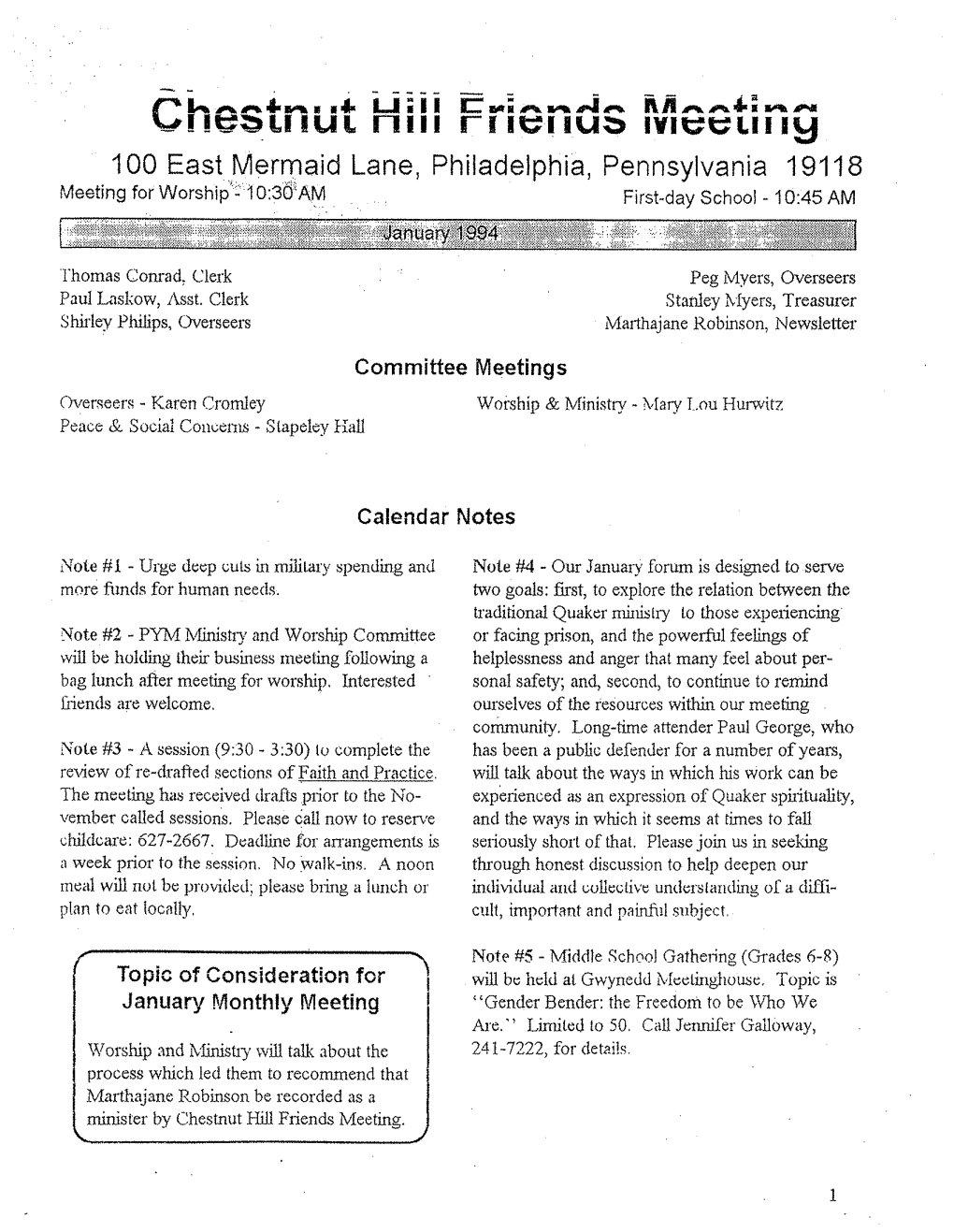 1994 Newsletters