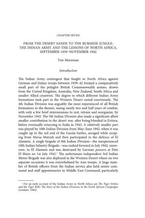 From the Desert Sands to the Burmese Jungle: the Indian Army and the Lessons of North Africa, September 1939–November 1942