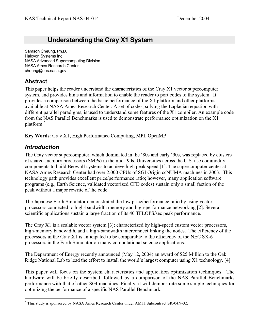 Understanding the Cray X1 System