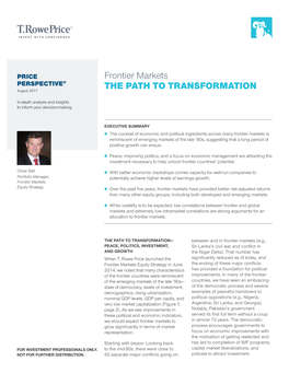 Frontier Markets the PATH to TRANSFORMATION