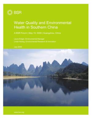 Water Quality and Environmental Health in Southern China