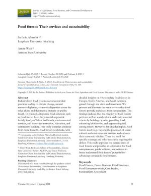 Food Forests: Their Services and Sustainability