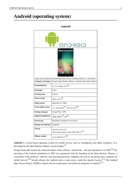 Android (Operating System) 1 Android (Operating System)
