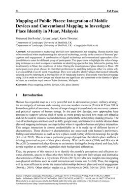 Integration of Mobile Devices and Conventional Mapping to Investigate Place Identity in Muar, Malaysia