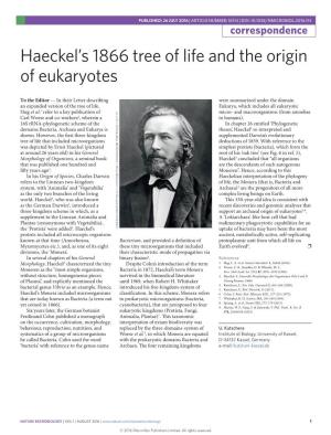 Haeckel's 1866 Tree of Life and the Origin of Eukaryotes