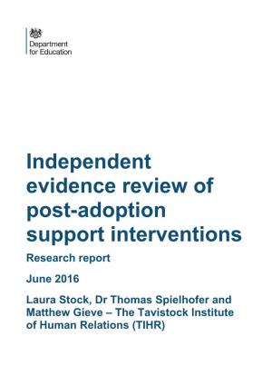 Independent Evidence Review of Post-Adoption Support Interventions