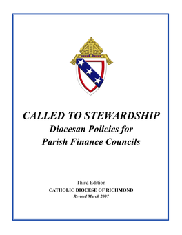 CALLED to STEWARDSHIP Diocesan Policies for Parish Finance Councils