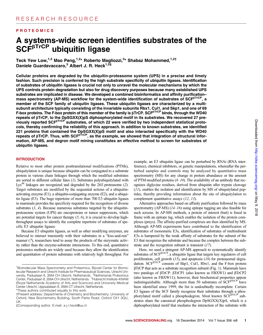 A Systems-Wide Screen Identifies Substrates of the SCF Ubiquitin Ligase