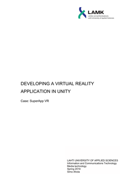 Developing a Virtual Reality Application in Unity