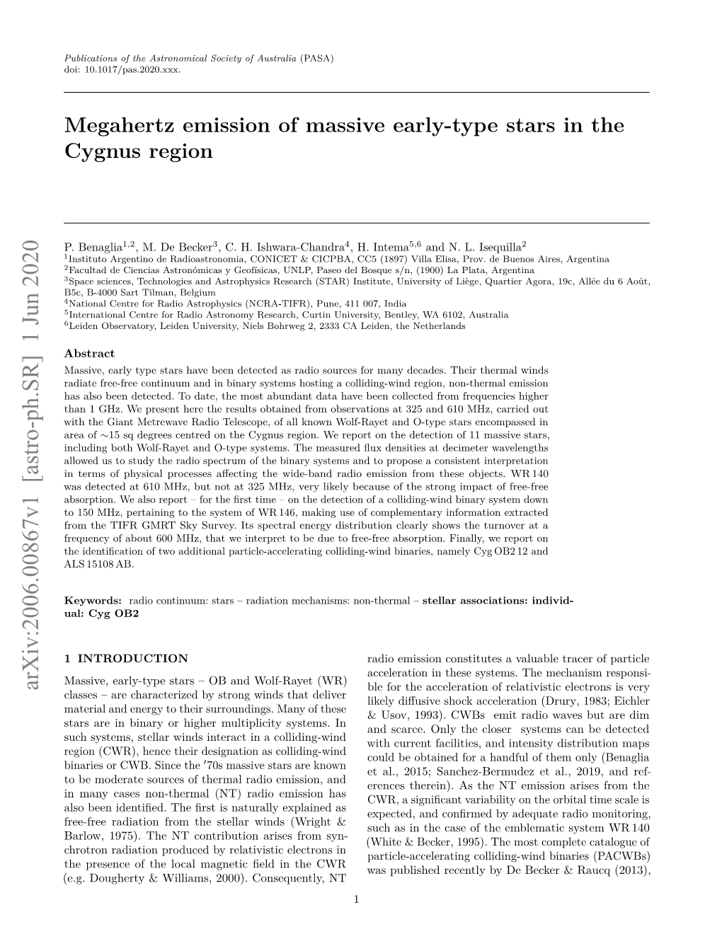 Megahertz Emission of Massive Early-Type Stars in the Cygnus Region