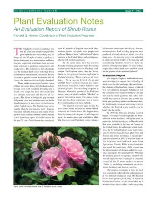 An Evaluation Report of Shrub Roses Richard G