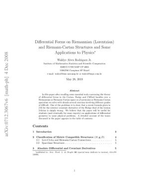 Differential Forms on Riemannian (Lorentzian) and Riemann-Cartan