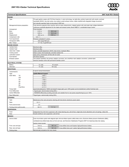 2007 Audi RS 4 Technical Specifications