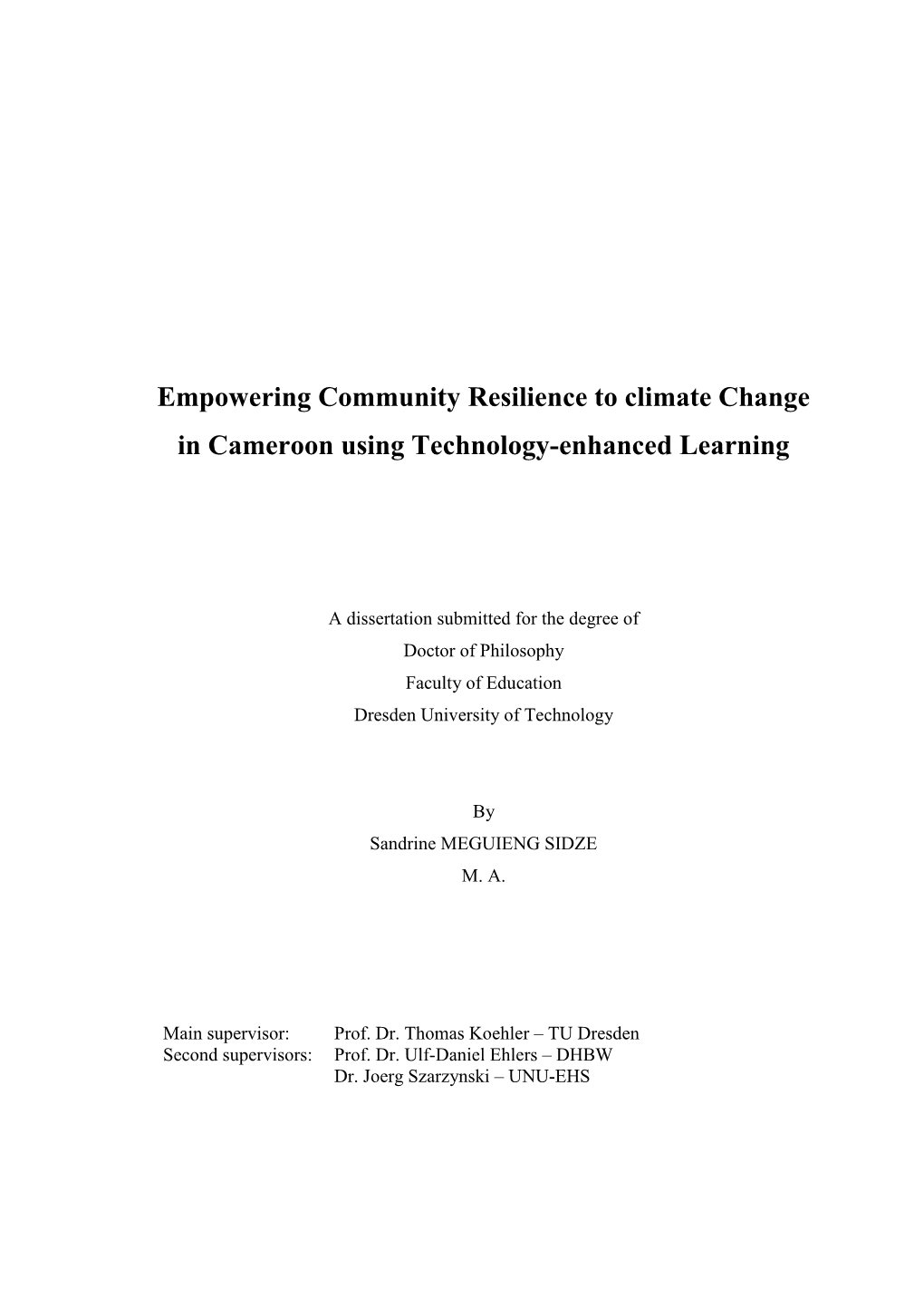 Empowering Community Resilience to Climate Change in Cameroon Using Technology-Enhanced Learning