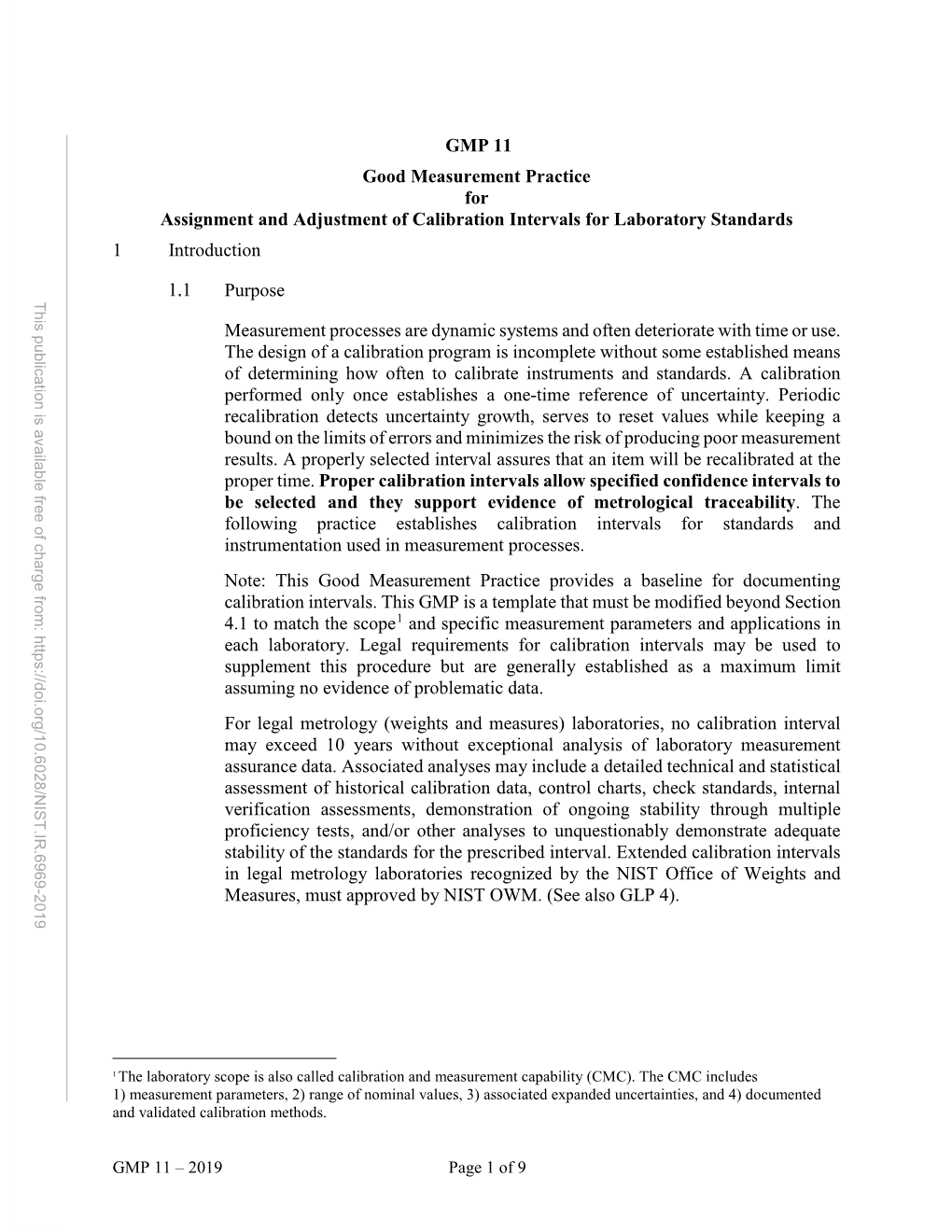 GMP 11 Assignment and Adjustment of Calibration Intervals For