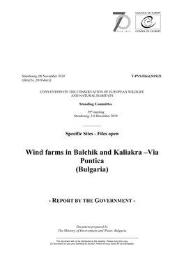 Wind Farms in Balchik and Kaliakra –Via Pontica (Bulgaria)