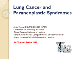 Lung Cancer and Paraneoplastic Syndromes