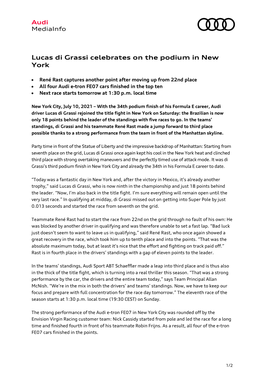 Lucas Di Grassi Celebrates on the Podium in New York