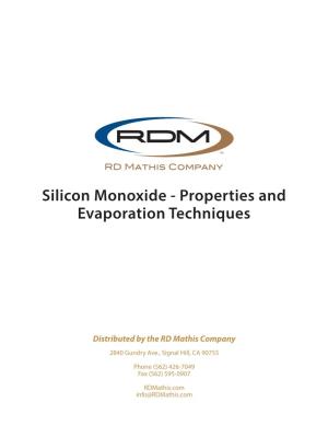 Silicon Monoxide - Properties and Evaporation Techniques