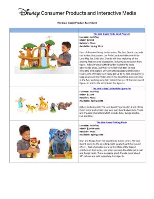 The Lion Guard Product Fact Sheet