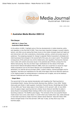Global Media Journal - Australian Edition - Media Monitor Vol 3:2 2009