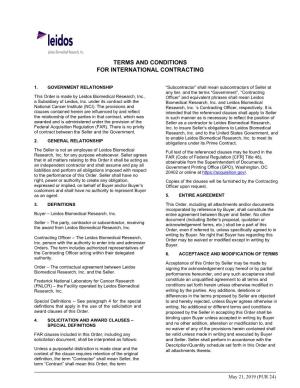 Leidos Terms and Conditions International Contracts