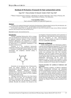 Synthesis & Evaluation of Isoxazole for Their Antimicrobial Activity