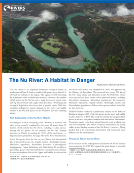 The Nu River: a Habitat in Danger Krystal Chen, International Rivers