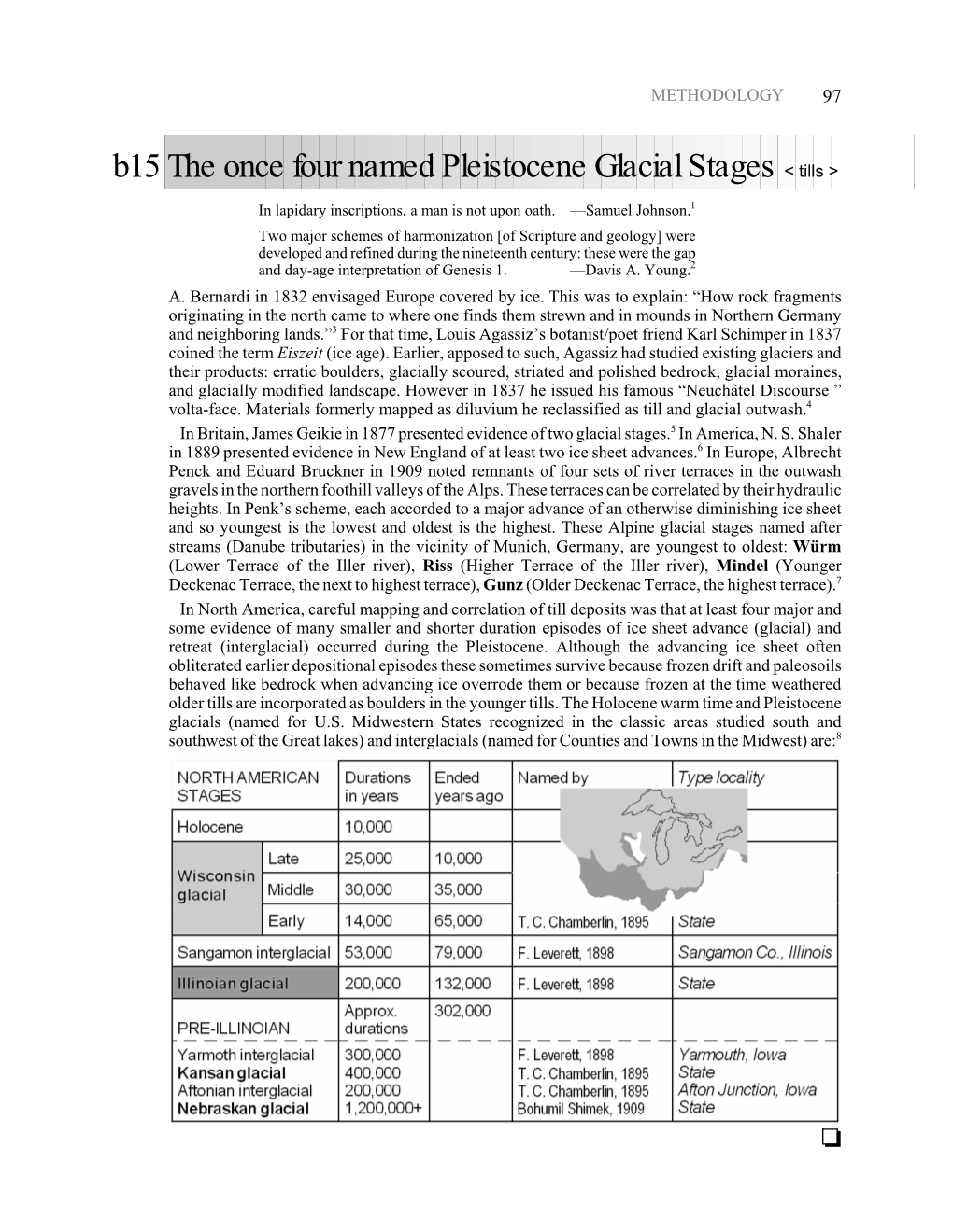 B15 the Once Four Named Pleistocene Glacial Stages &lt; Tills &gt;