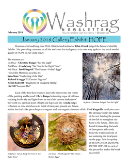 January 2018 Gallery Exhibit: HOPE Houston Artist and Long-Time WAS-H Friend and Instructor Ellen Orseck Judged the January Monthly Exhibit