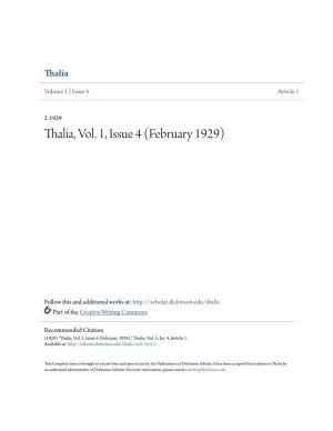 Thalia, Vol. 1, Issue 4 (February 1929)
