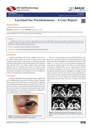 Lacrimal Sac Pseudotumour – a Case Report