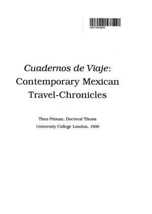 Cuadernos De Viaje: Contemporary Mexican Travel-Chronicles
