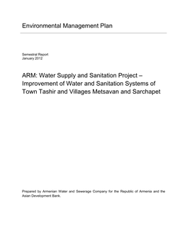 Water Supply and Sanitation Project – Improvement of Water and Sanitation Systems of Town Tashir and Villages Metsavan and Sarchapet