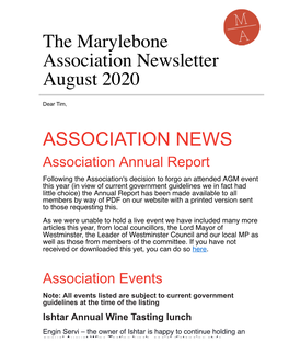 The Marylebone Association Newsletter August 2020