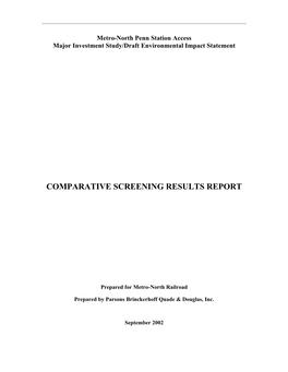 Comparative Screening Results Report