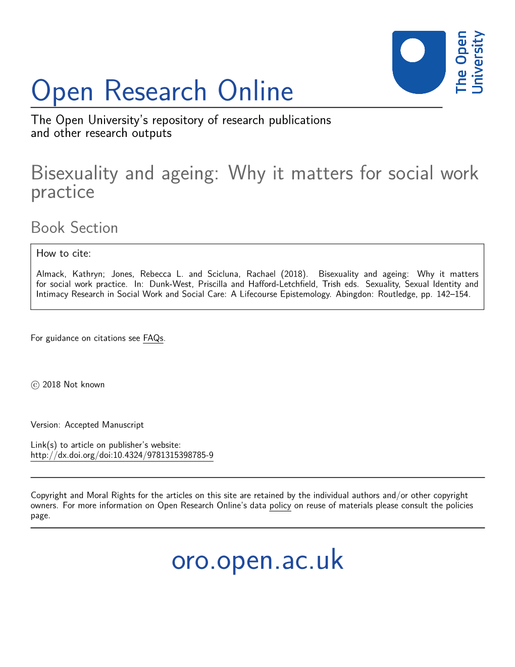 Bisexuality and Ageing: Why It Matters for Social Work Practice