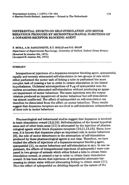 Intraperitoneal Injections of a Dopamine-Receptor Blocking Agent