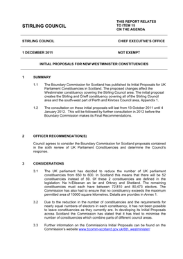 Initial Proposals for New Westminster Constituencies