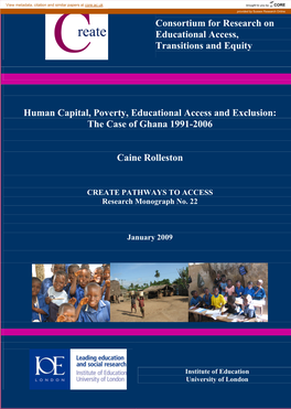 Human Capital, Poverty, Educational Access and Exclusion: the Case of Ghana 1991-2006